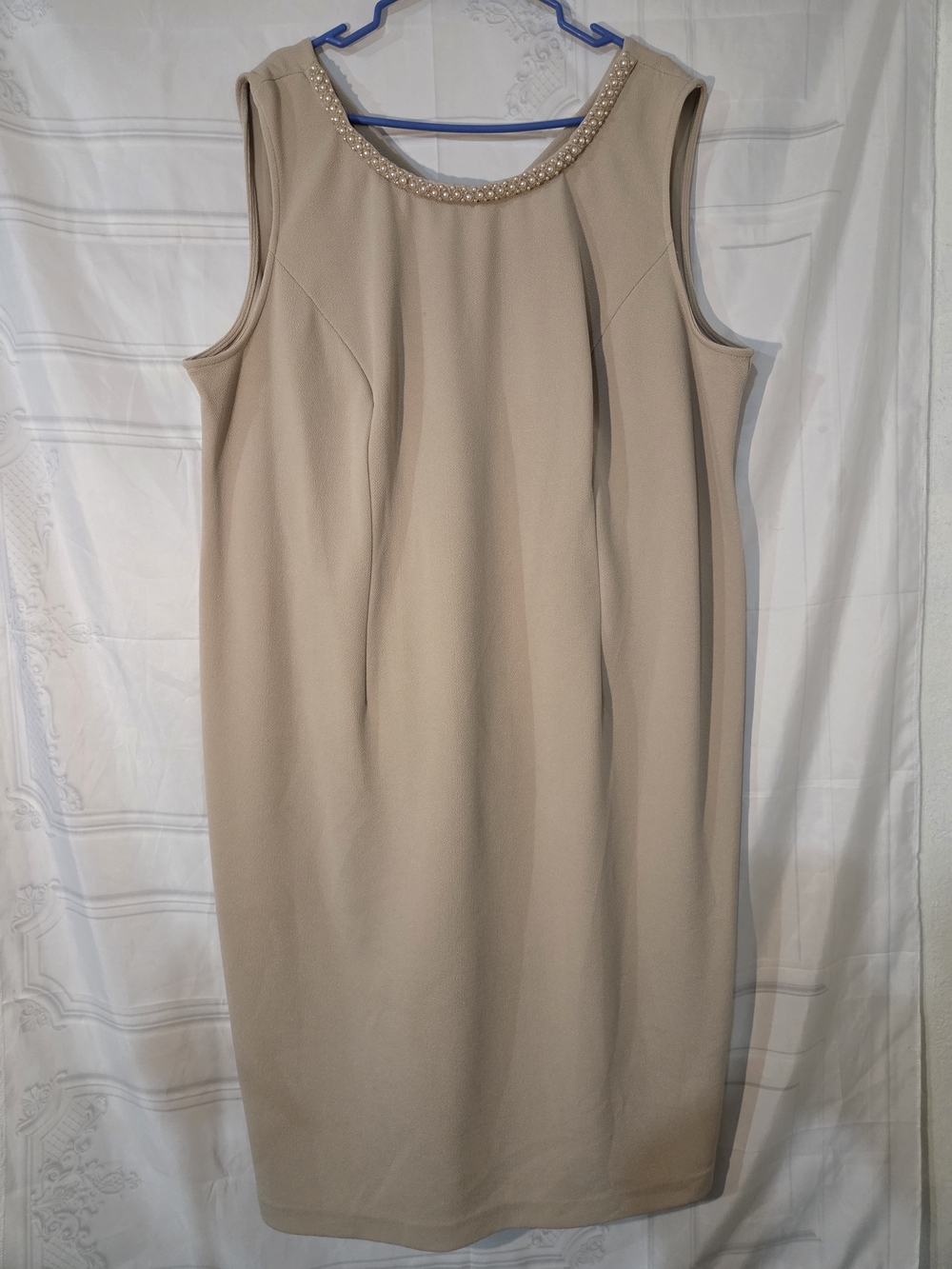 Maya Brooke Beige Lace Overlay Dress - Picture 7 of 12